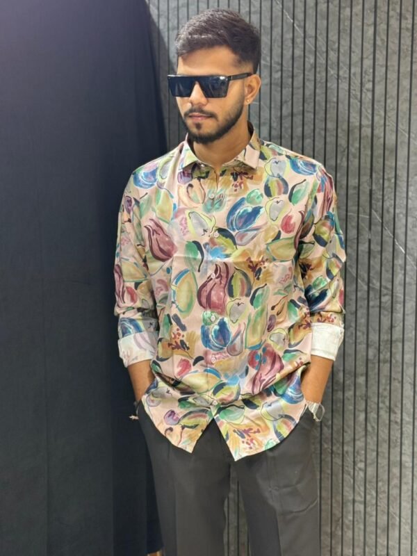 Multicolor Abstract Print Slim Fit Shirt