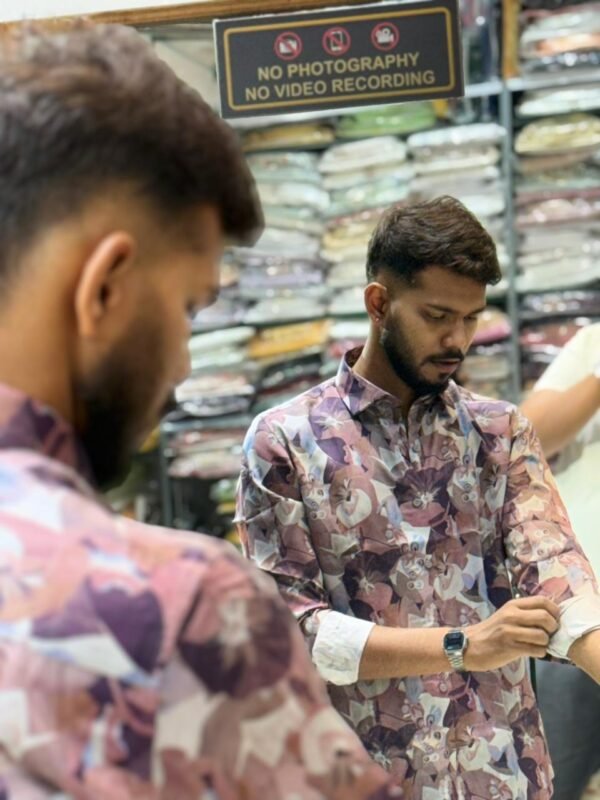 Rust Multicolor Floral Print Slim Fit Shirt