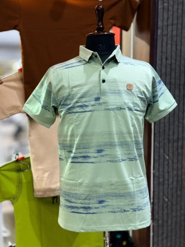 Mint Green Printed Polo T-Shirt